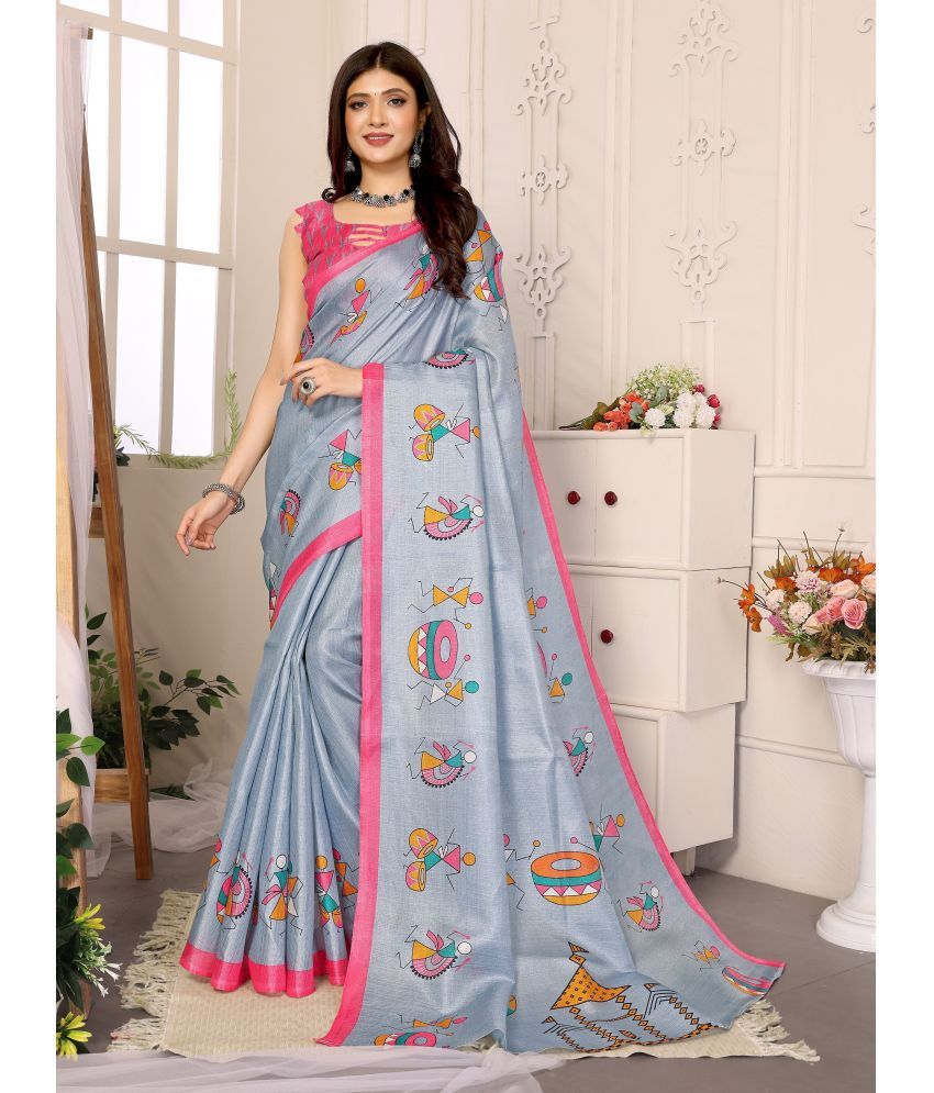     			Yashika Pack of 1 Art Silk Printed Saree With Blouse Piece ( Grey )