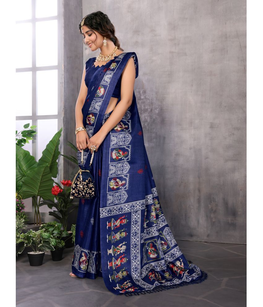     			Yashika Pack of 1 Art Silk Printed Saree With Blouse Piece ( Blue )