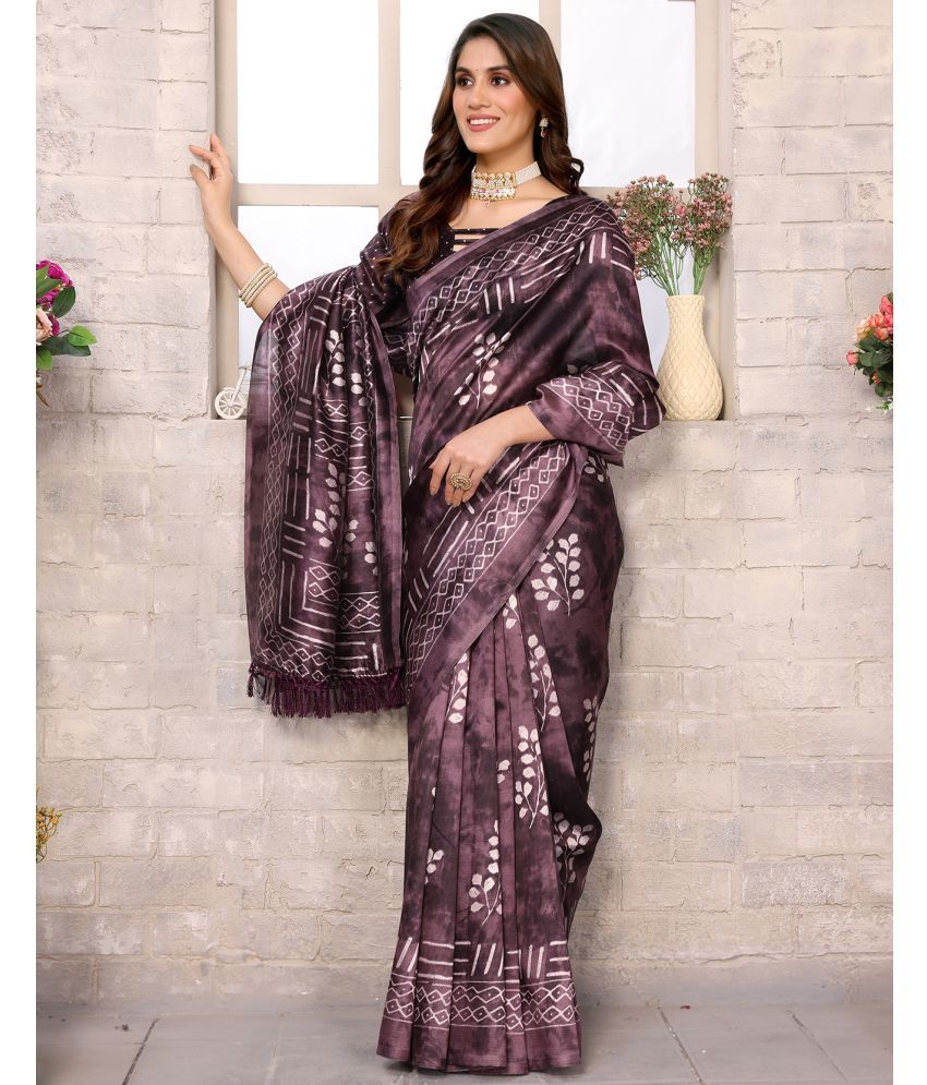     			Yashika Pack of 1 Art Silk Printed Saree With Blouse Piece ( Purple )