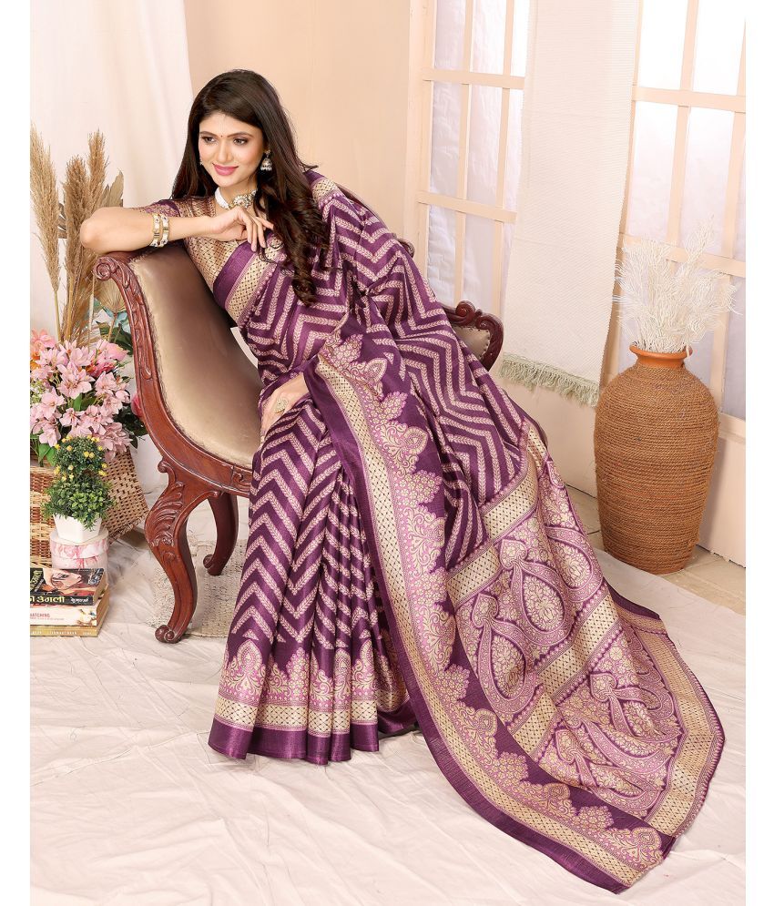     			Yashika Pack of 1 Art Silk Printed Saree With Blouse Piece ( Purple )