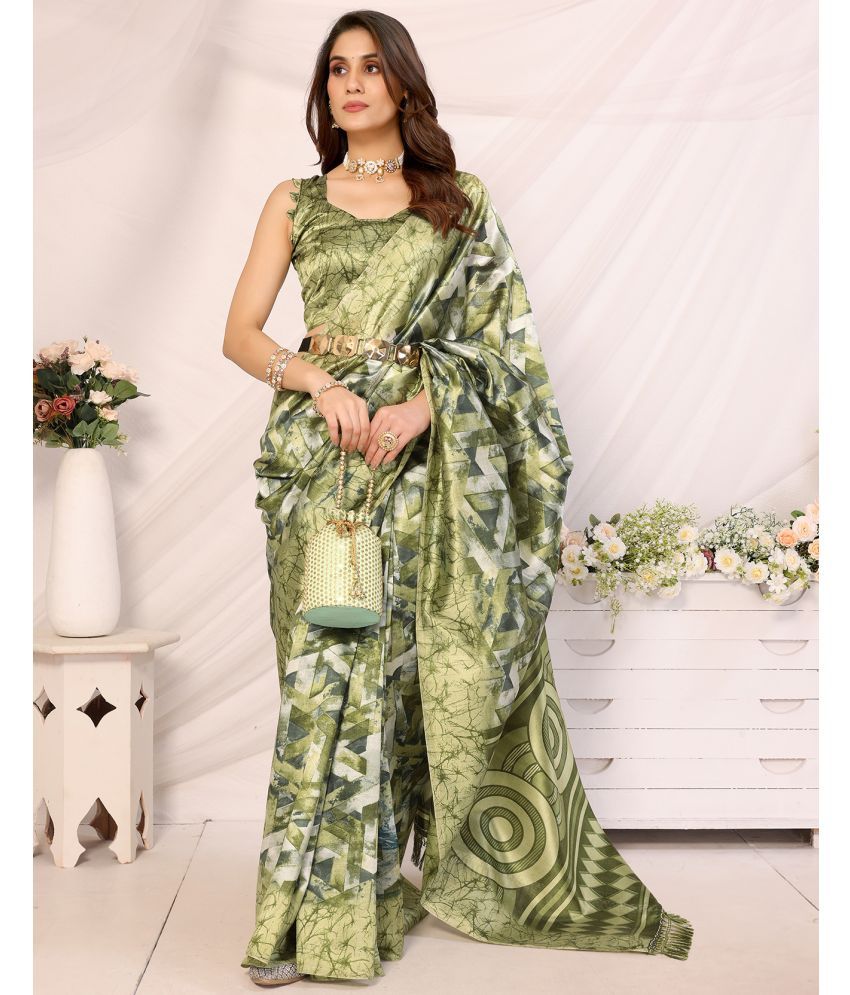     			Yashika Pack of 1 Art Silk Printed Saree With Blouse Piece ( Green )