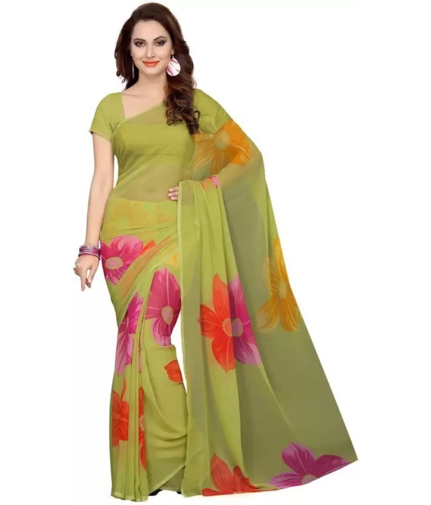     			Yashika Pack of 1 Georgette Printed Saree With Blouse Piece ( Multicolor )