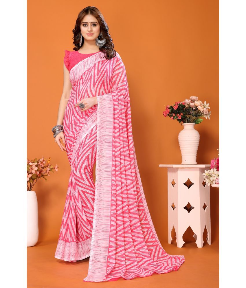     			Yashika Pack of 1 Georgette Printed Saree With Blouse Piece ( Pink )