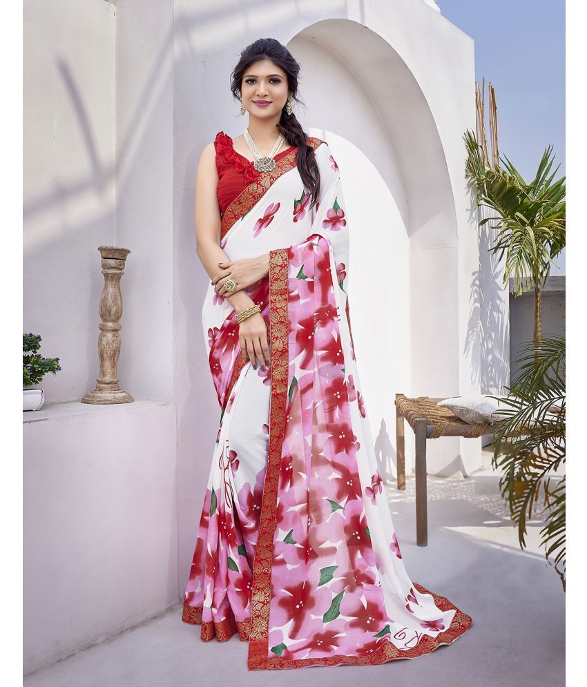     			Yashika Pack of 1 Georgette Printed Saree With Blouse Piece ( Red )