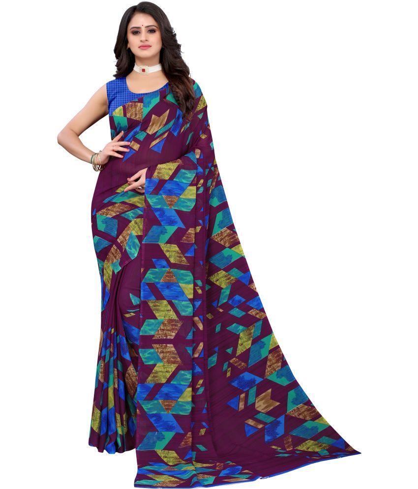     			Yashika Pack of 1 Georgette Printed Saree With Blouse Piece ( Purple )