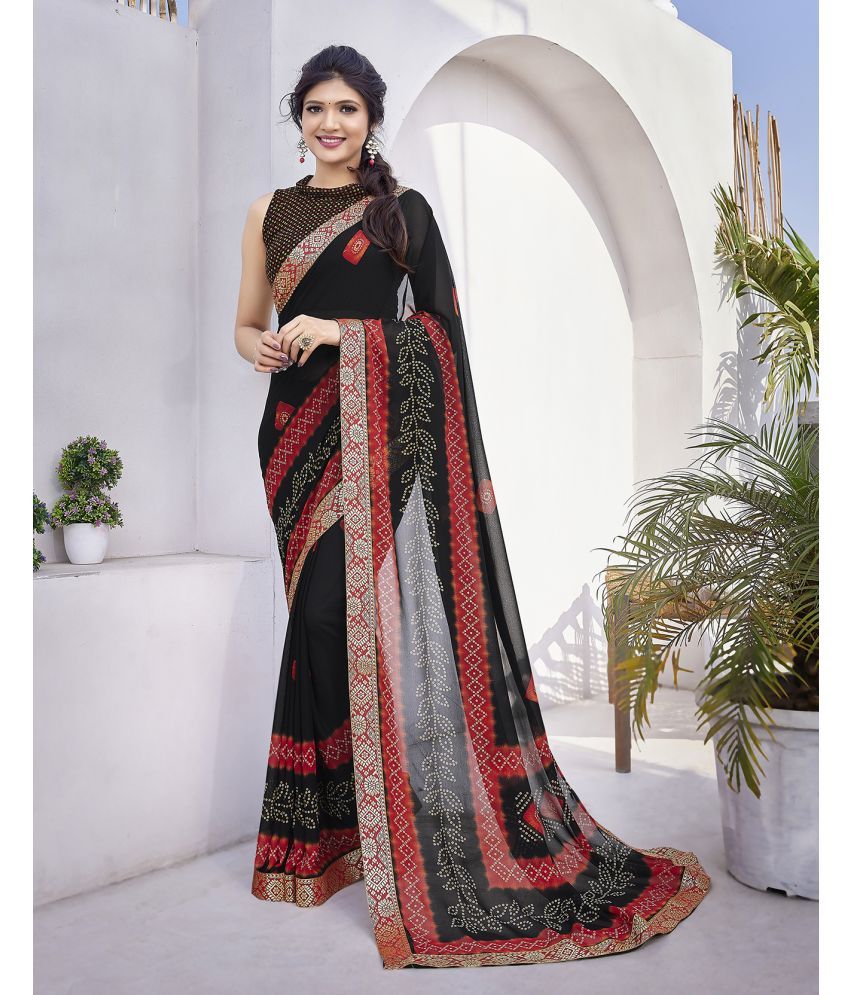     			Yashika Pack of 1 Georgette Printed Saree With Blouse Piece ( Black )