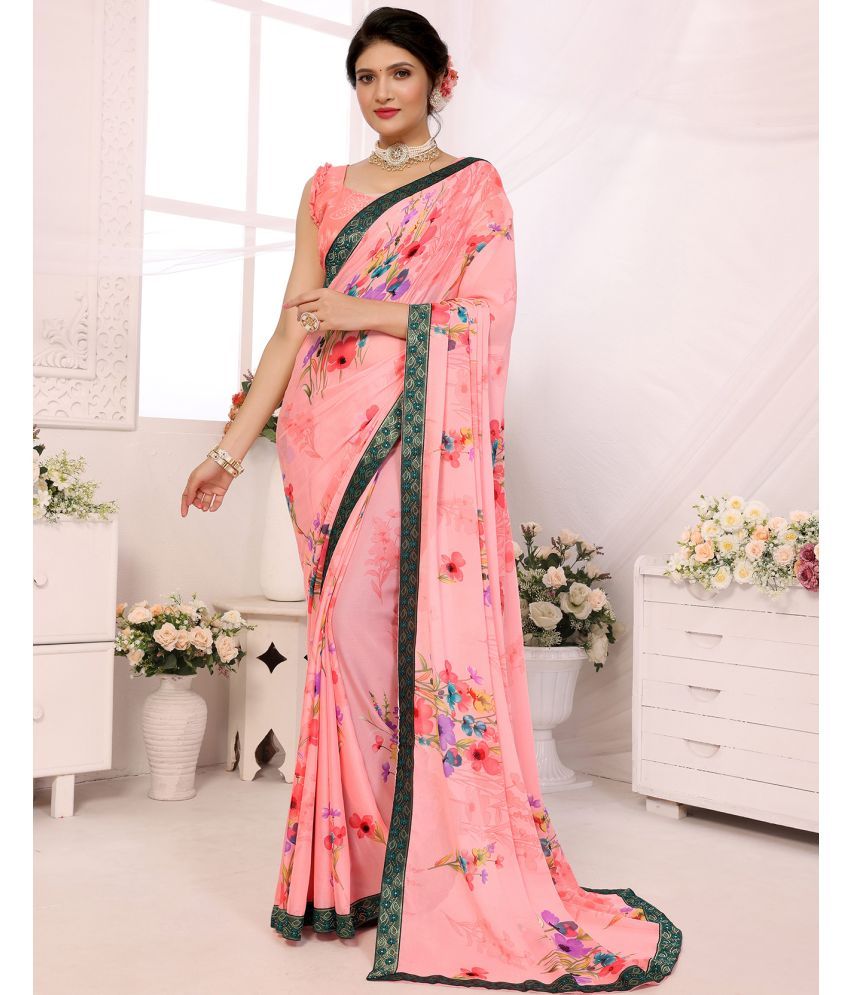     			Yashika Pack of 1 Georgette Printed Saree With Blouse Piece ( Pink )