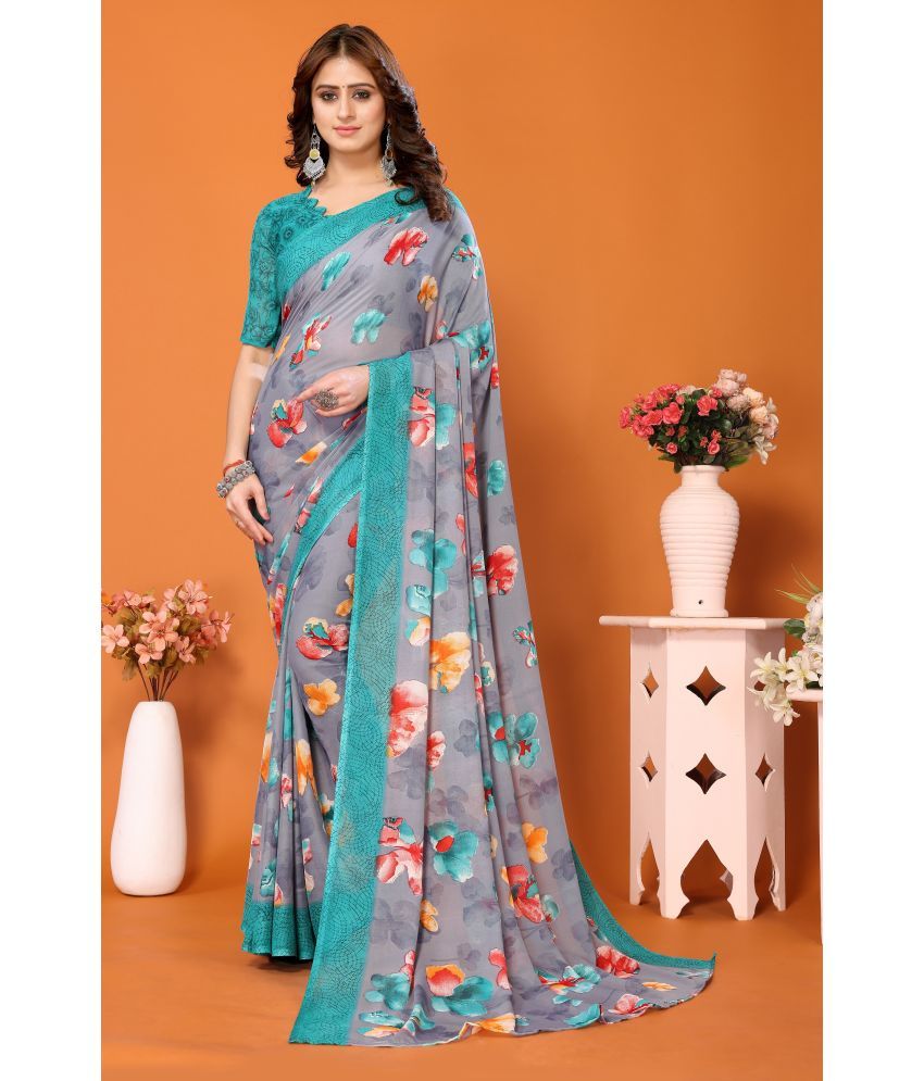     			Yashika Pack of 1 Georgette Printed Saree With Blouse Piece ( Light Green )