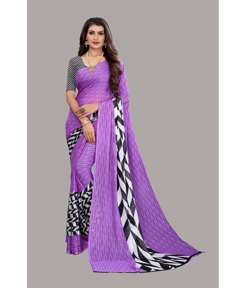     			Yashika Pack of 1 Georgette Printed Saree With Blouse Piece ( Purple )