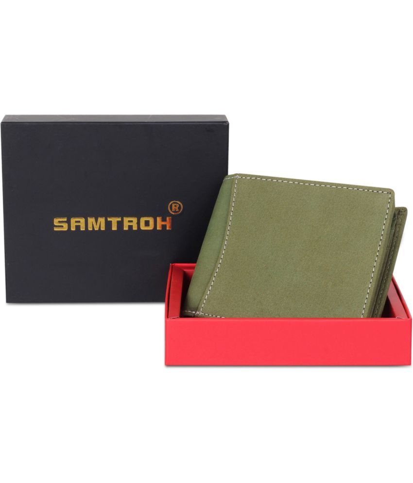     			samtroh Leather Solid Men's Regular Wallet With 6 Slots For Card ( Green , Pack of 1 )