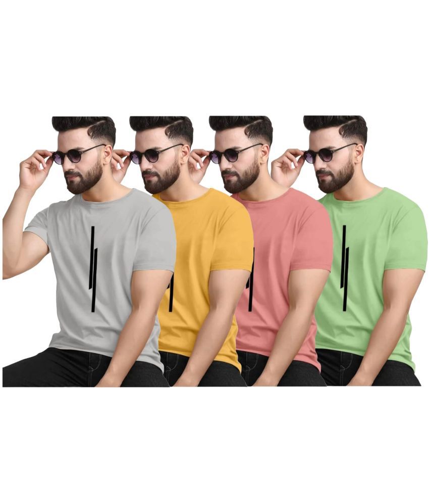     			Cootees Polyester Regular Fit Printed Half Sleeves Men's Round T-Shirt - Multicolor ( Pack of 4 )