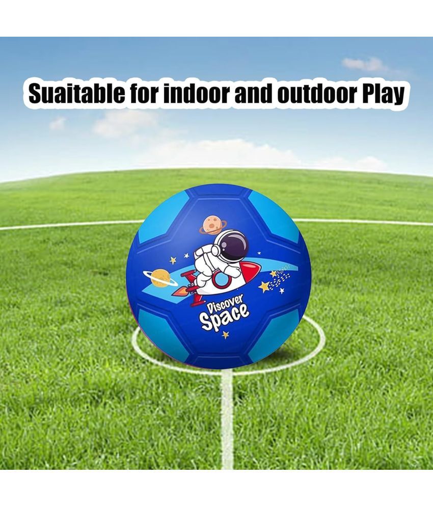     			DENFE  Football for Kids – 9 Inch Colorful Space Football Sports Toy – Extra Grip Silicone Rubber Beach Ball Sports Outdoor Game, Inflatable Ball for Kids Boys 3+ Years (Pack of 1) (Blue)