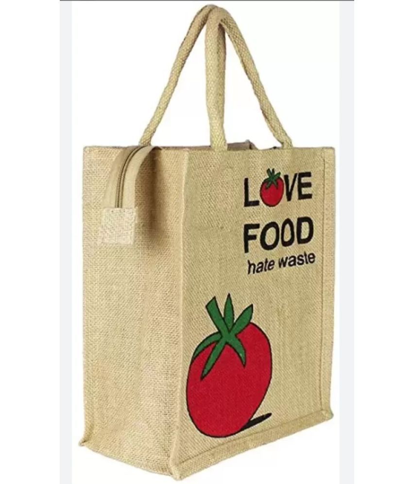     			DESHABOINA Beige Jute Grocery Bag Pack of 1