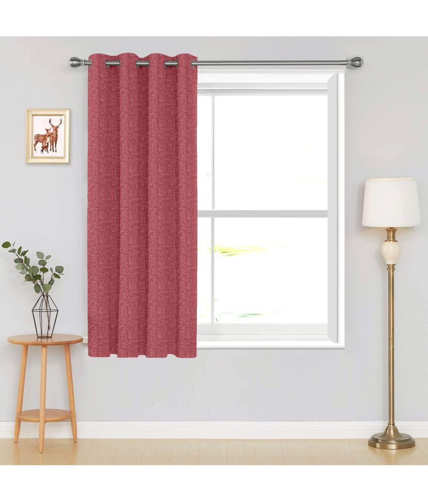     			DIVINE CASA Textured Blackout Eyelet Curtain 5 ft ( Pack of 1 ) - Red