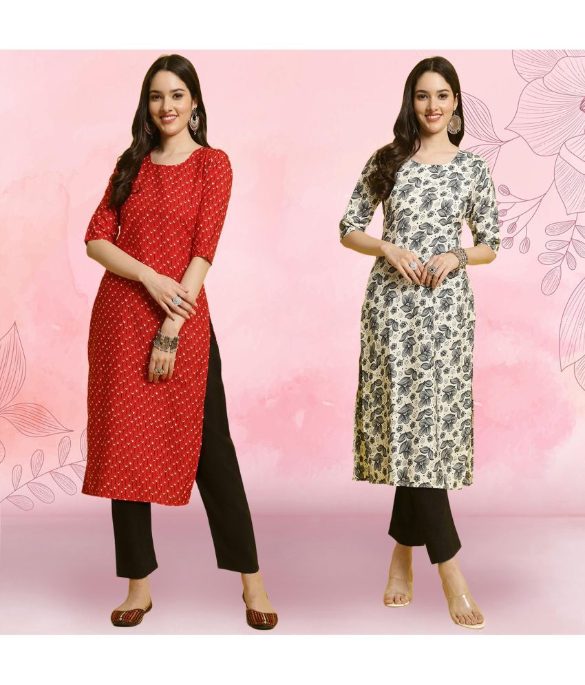     			Ethnicbasket Crepe Printed Kurti With Pants Women's Stitched Salwar Suit - Grey ( Pack of 2 )