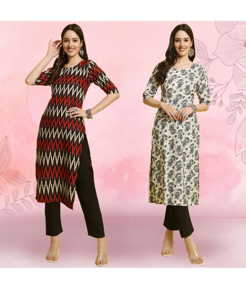     			Ethnicbasket Crepe Printed Kurti With Pants Women's Stitched Salwar Suit - Grey ( Pack of 2 )