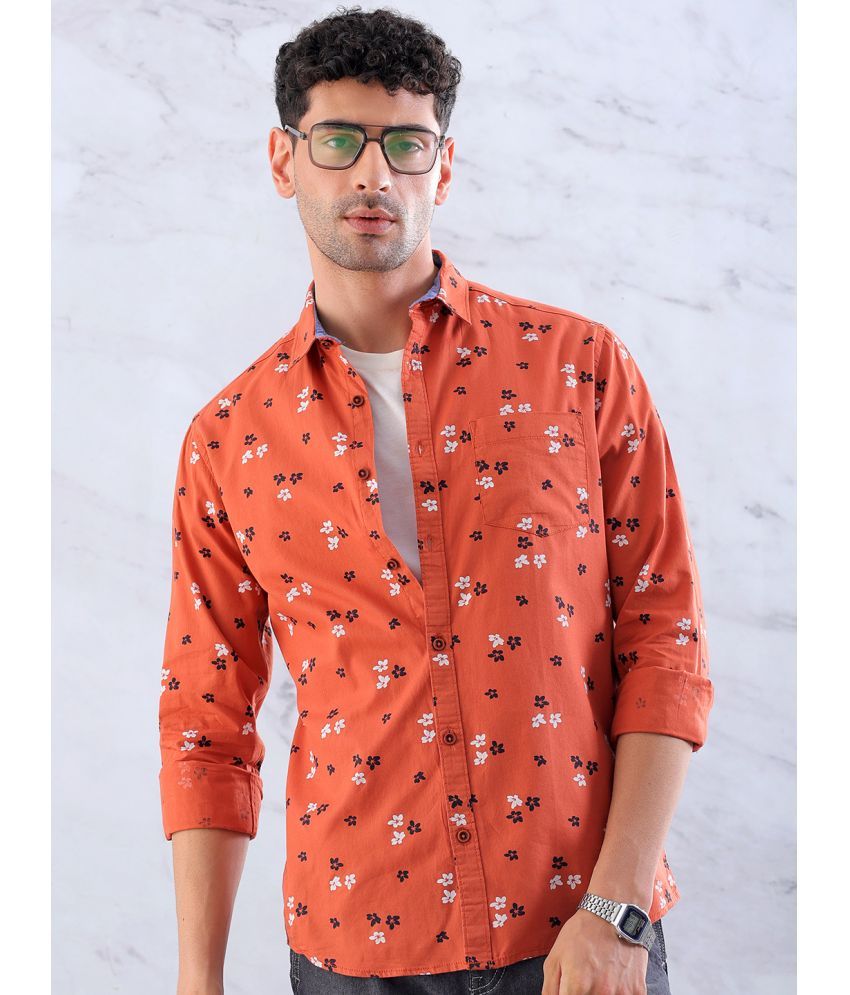     			HARDSODA 100% Cotton Regular Fit Printed Full Sleeves Men's Casual Shirt - Orange ( Pack of 1 )