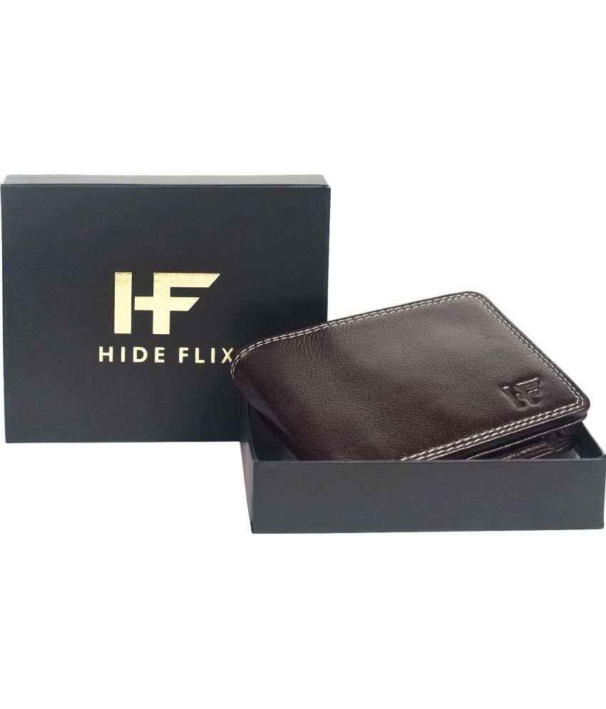     			HIDEFLIX Leather Solid Men's Regular Wallet With 5 Slots For Card ( Brown , Pack of 1 )