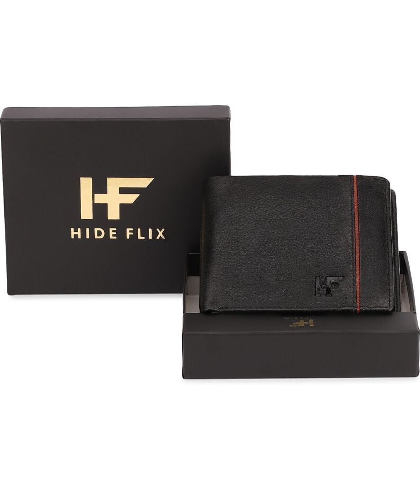     			HIDEFLIX Leather Solid Men's Regular Wallet With 5 Slots For Card ( Black , Pack of 1 )