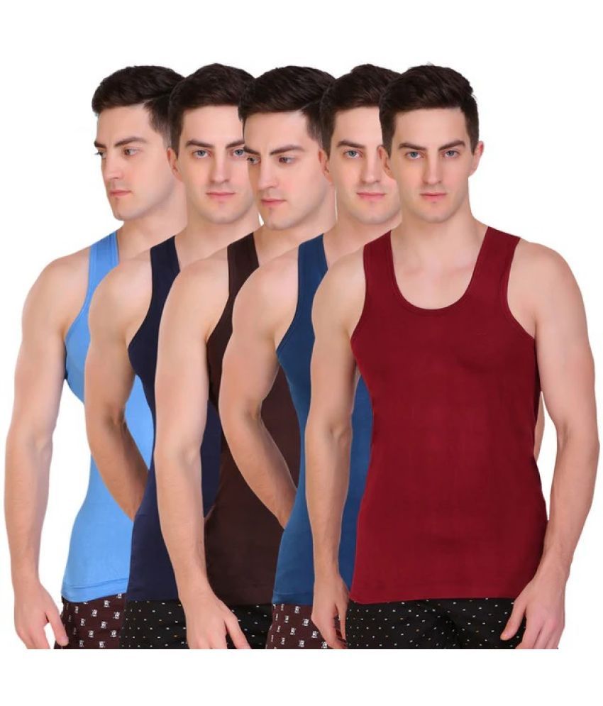     			INNERO Pack of 5 Cotton Basic Vest For Men ( Multicolor1 )