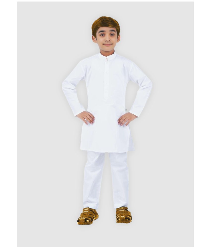     			Oryza Creation Boys Cotton Blend Solid - Pattern Kurta Pyjama Set ( Off White , Pack of 1 )