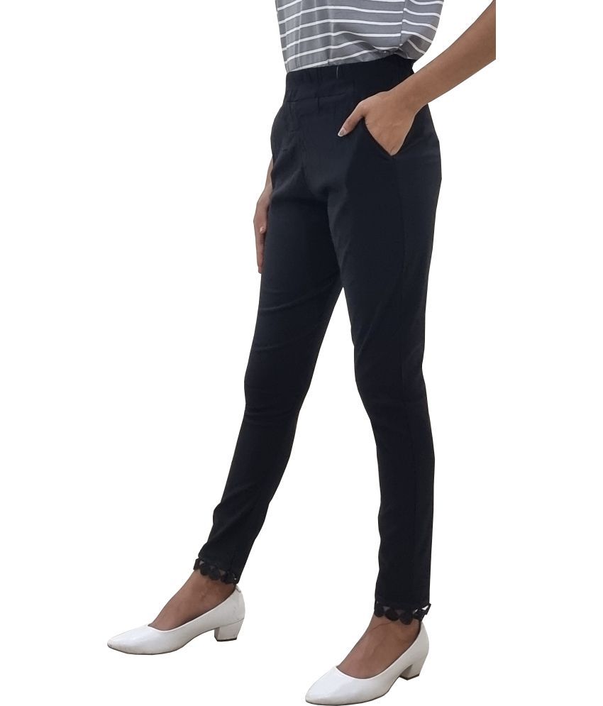     			Reoutlook Pack of 1 Cotton Blend Regular Women's Casual Pants ( Black )