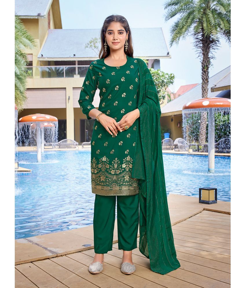     			Royal Export Crepe Printed Kurti With Pants Women's Stitched Salwar Suit - Green ( Pack of 1 )