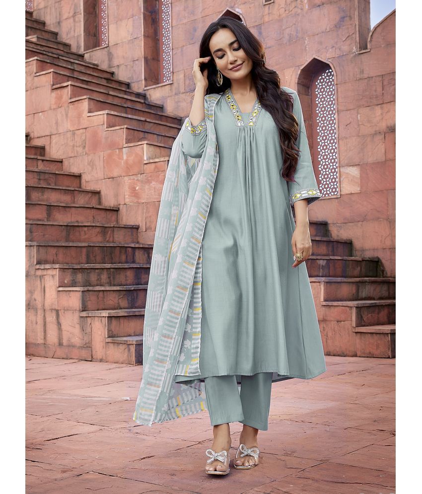     			Royal Export Viscose Solid Kurti With Pants Women's Stitched Salwar Suit - Light Green ( Pack of 1 )