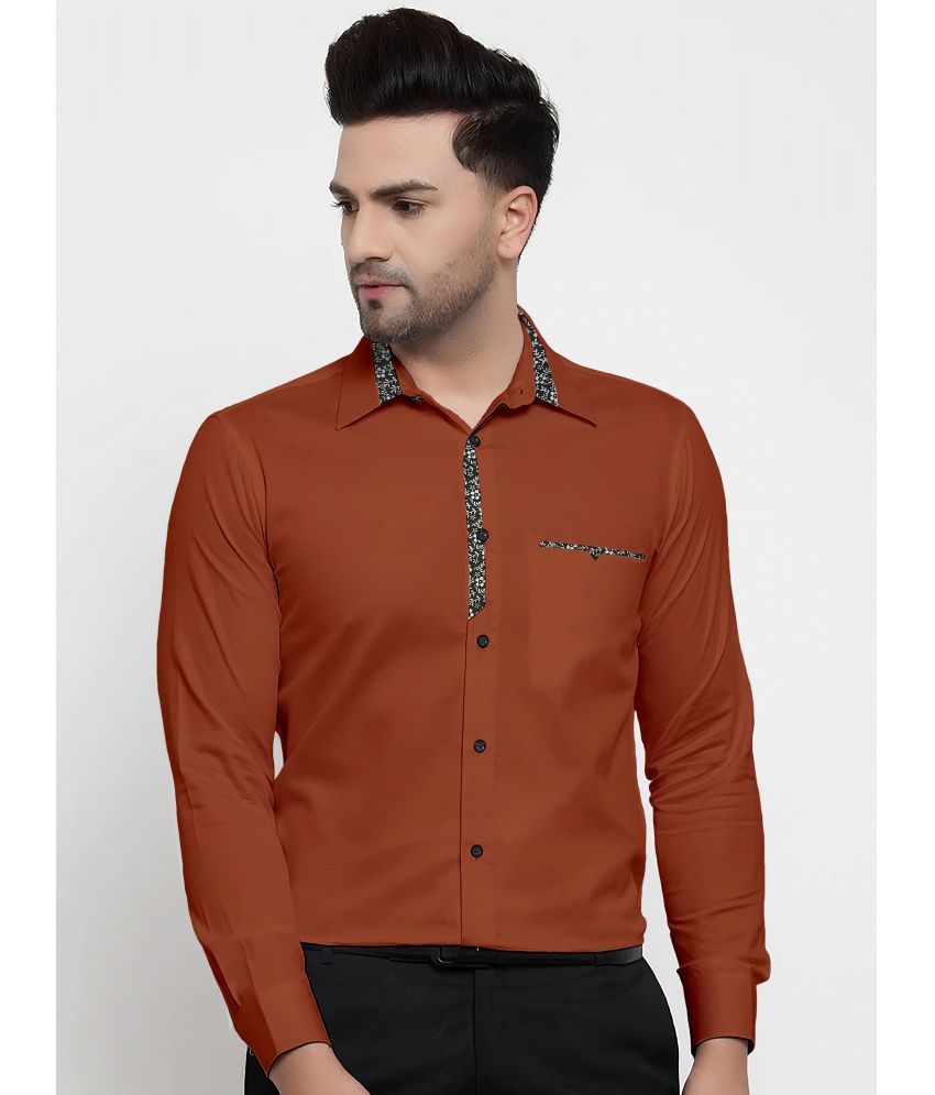     			WEBRIC Cotton Blend Regular Fit Full Sleeves Men's Formal Shirt - Rust ( Pack of 1 )