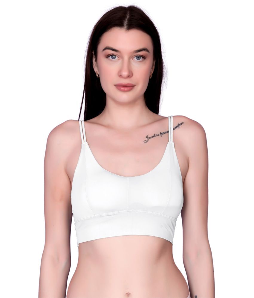     			3Mads Pack of 1 Nylon Lightly Padded Bralette Bra For Women ( White )