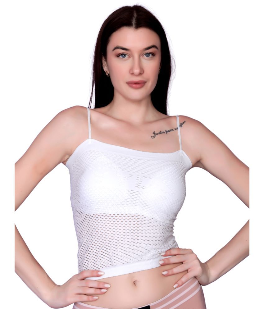     			3Mads Pack of 1 Nylon Lightly Padded Cami bra For Women ( White )