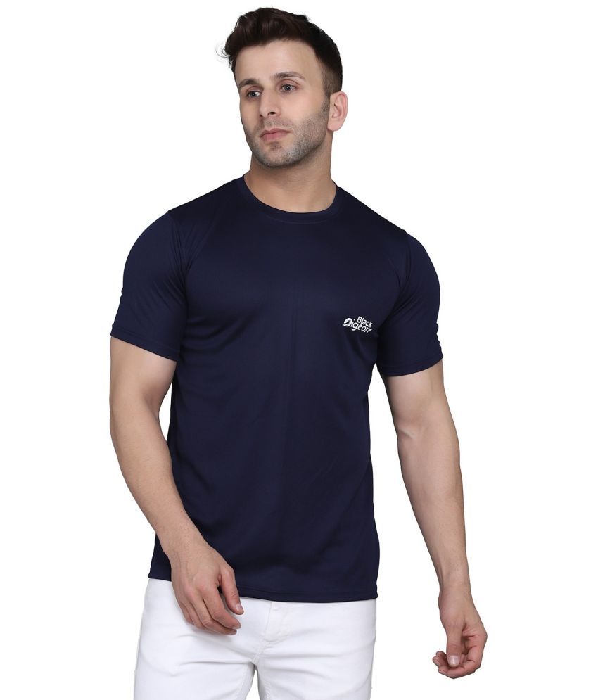     			Black Pigeon Polyester Regular Fit Solid Half Sleeves Men's Round T-Shirt - Navy Blue ( Pack of 1 )