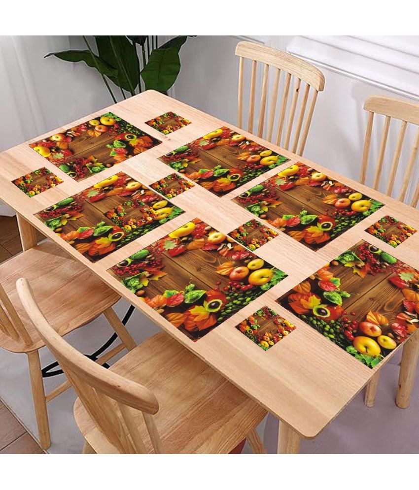     			CreadCraft PVC Floral Rectangle Table Mats & Coasters ( 40 cm x 32 cm ) Pack of 1 - Multi