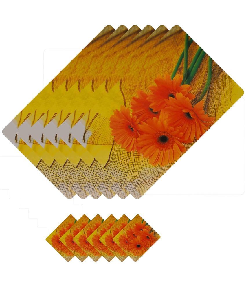     			CreadCraft PVC Floral Rectangle Table Mats & Coasters ( 40 cm x 32 cm ) Pack of 1 - Multi