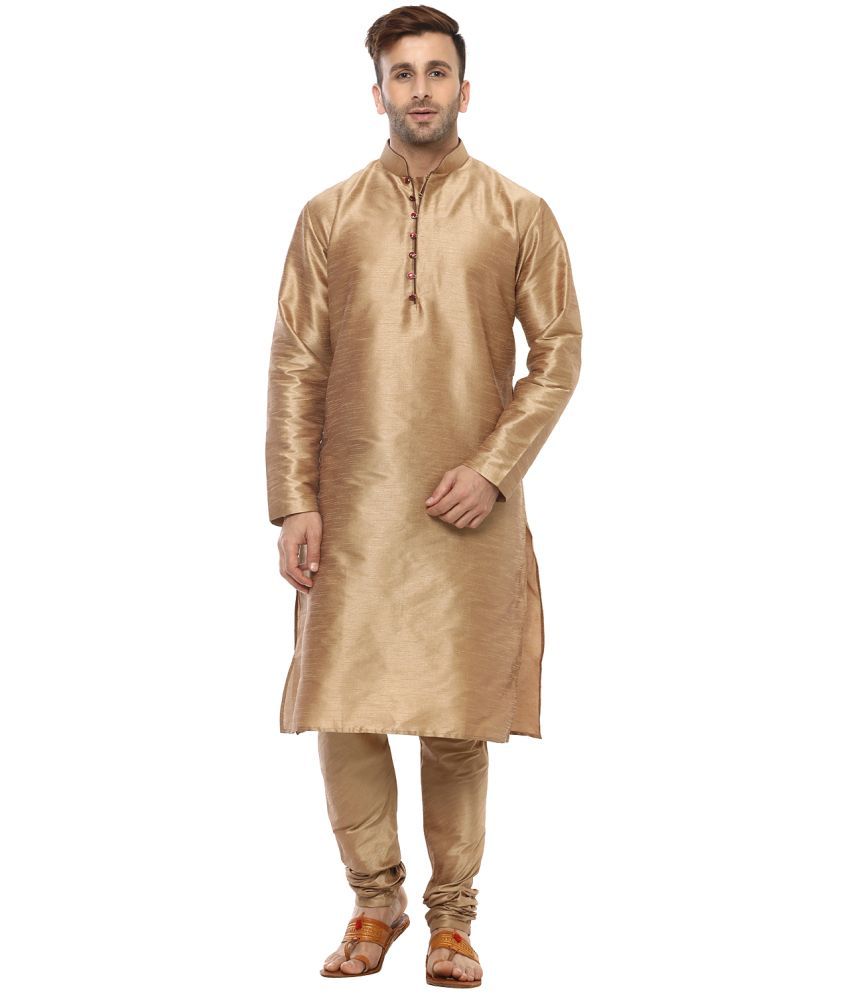     			Hangup Khaki Silk Regular Fit Men's Kurta Pyjama Set ( Pack of 1 )