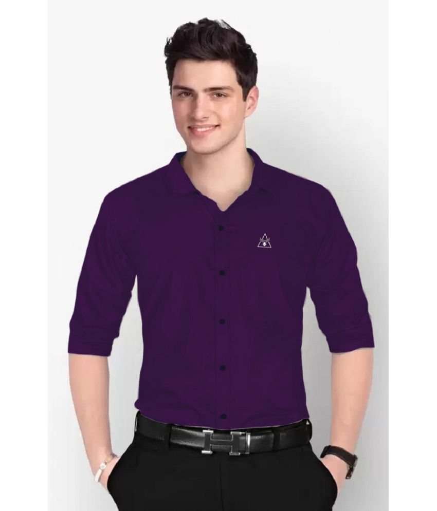     			IQIVLI Cotton Blend Regular Fit Solids Full Sleeves Men's Casual Shirt - Purple ( Pack of 1 )