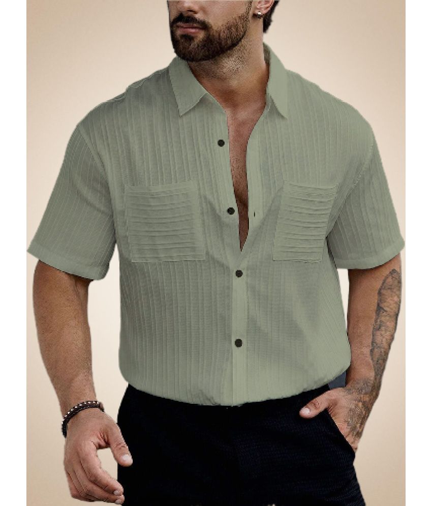     			LENRIZA Cotton Blend Relaxed Fit Solids Half Sleeves Men's Casual Shirt - Green ( Pack of 1 )