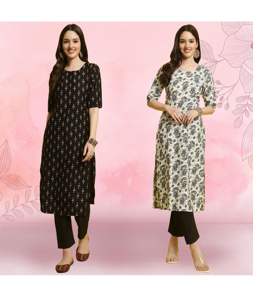     			Ethnicbasket Pack of 2 Crepe Printed Straight Women's Kurti - ( Multicolor2 )