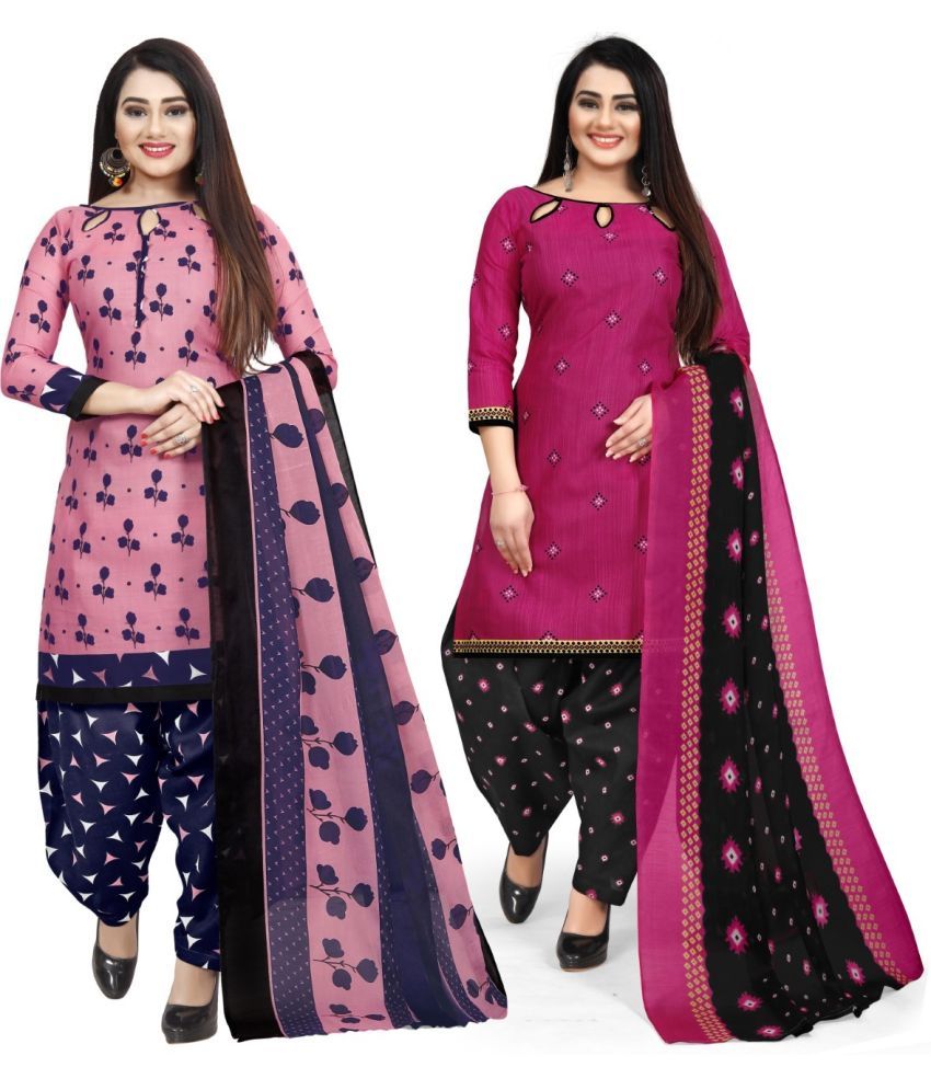     			Rajnandini Unstitched Cotton Blend Printed Dress Material - Multicolor ( Pack of 2 )