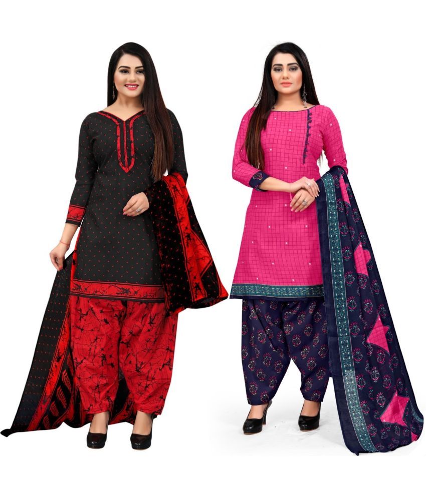     			Rajnandini Unstitched Cotton Blend Printed Dress Material - Multicolor ( Pack of 2 )