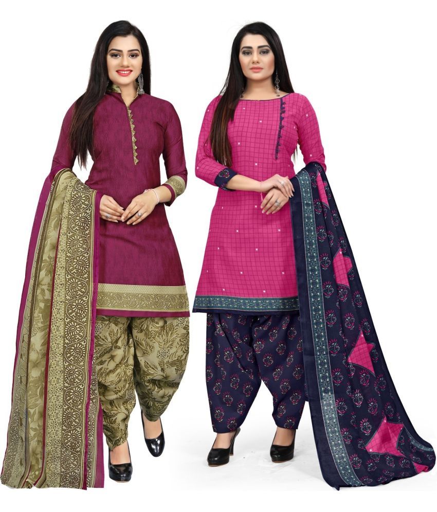     			Rajnandini Unstitched Cotton Blend Printed Dress Material - Multicolor ( Pack of 2 )