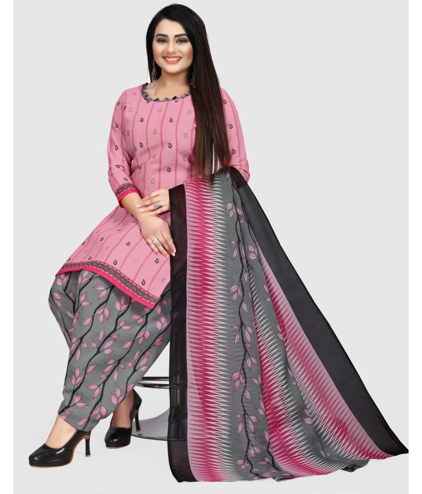     			Rajnandini Unstitched Cotton Blend Printed Dress Material - Pink ( Pack of 1 )