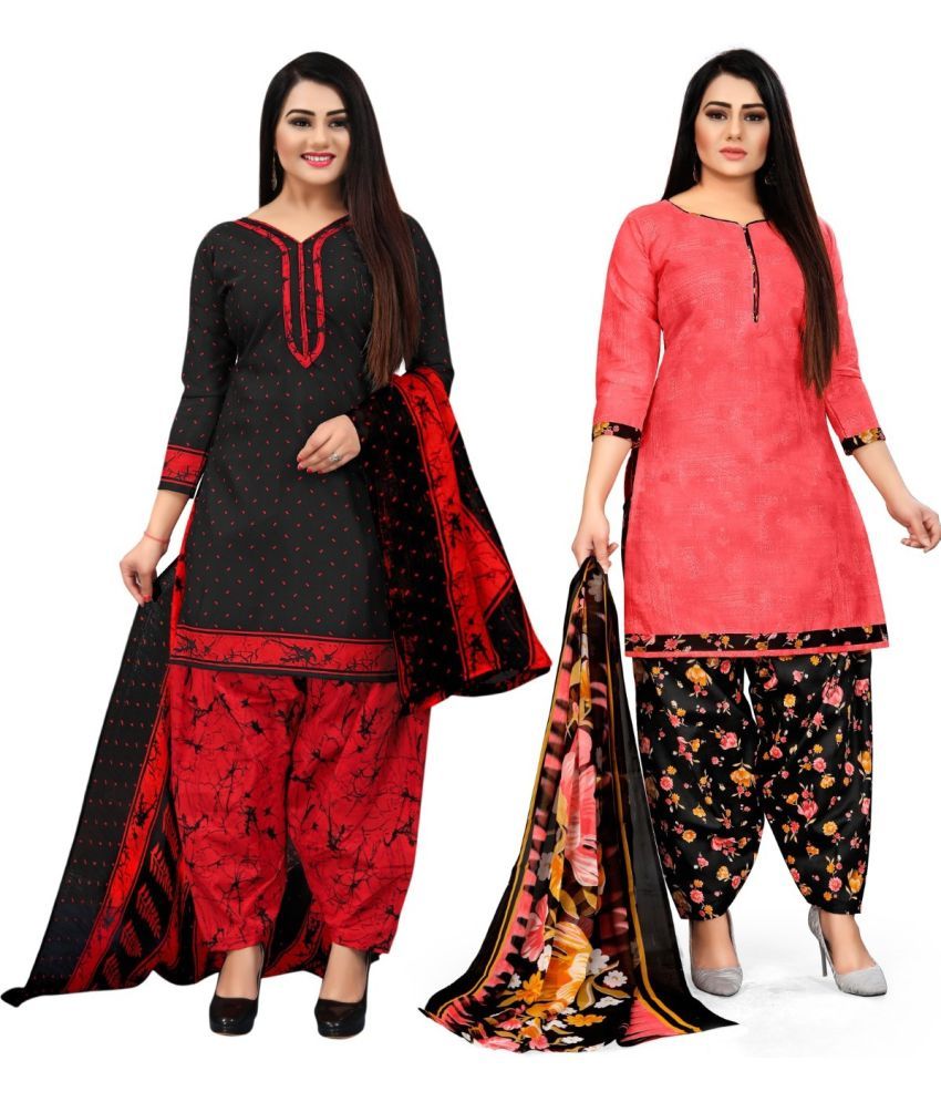     			Rajnandini Unstitched Cotton Blend Printed Dress Material - Multicolor ( Pack of 2 )