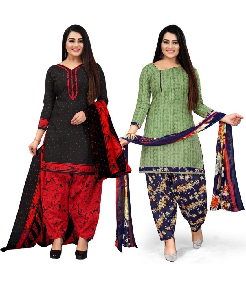     			Rajnandini Unstitched Cotton Blend Printed Dress Material - Multicolor ( Pack of 2 )