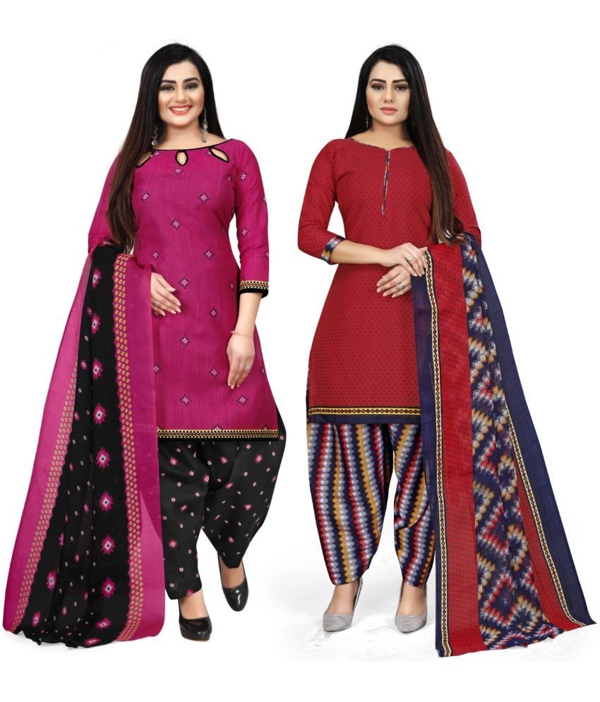     			Rajnandini Unstitched Cotton Blend Printed Dress Material - Multicolor ( Pack of 2 )