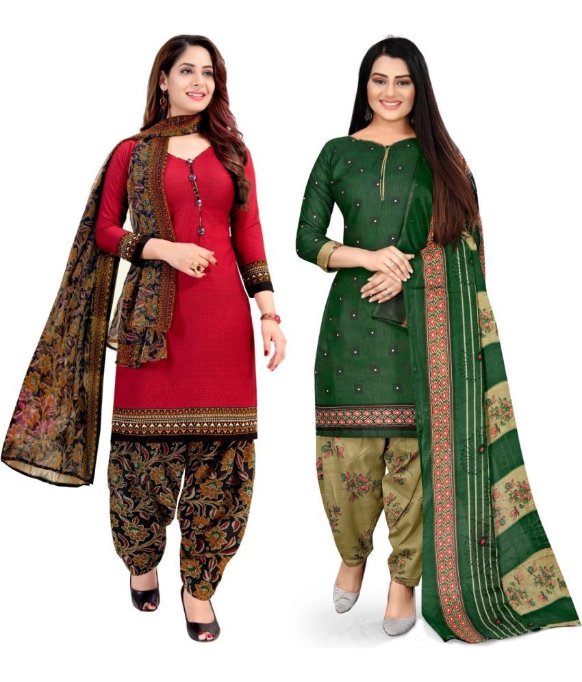     			Rajnandini Unstitched Cotton Blend Printed Dress Material - Multicolor ( Pack of 2 )