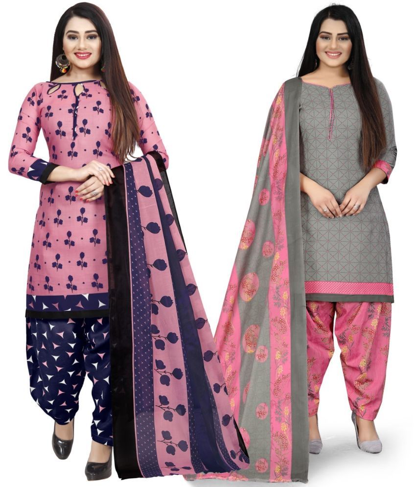     			Rajnandini Unstitched Cotton Blend Printed Dress Material - Multicolor ( Pack of 2 )