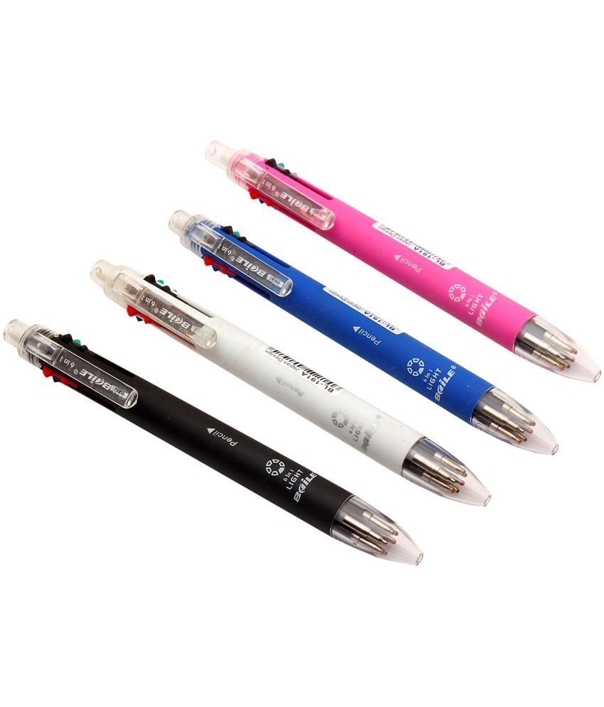     			6 in 1 Different Colors Ballpoint Pens Pack Of 4