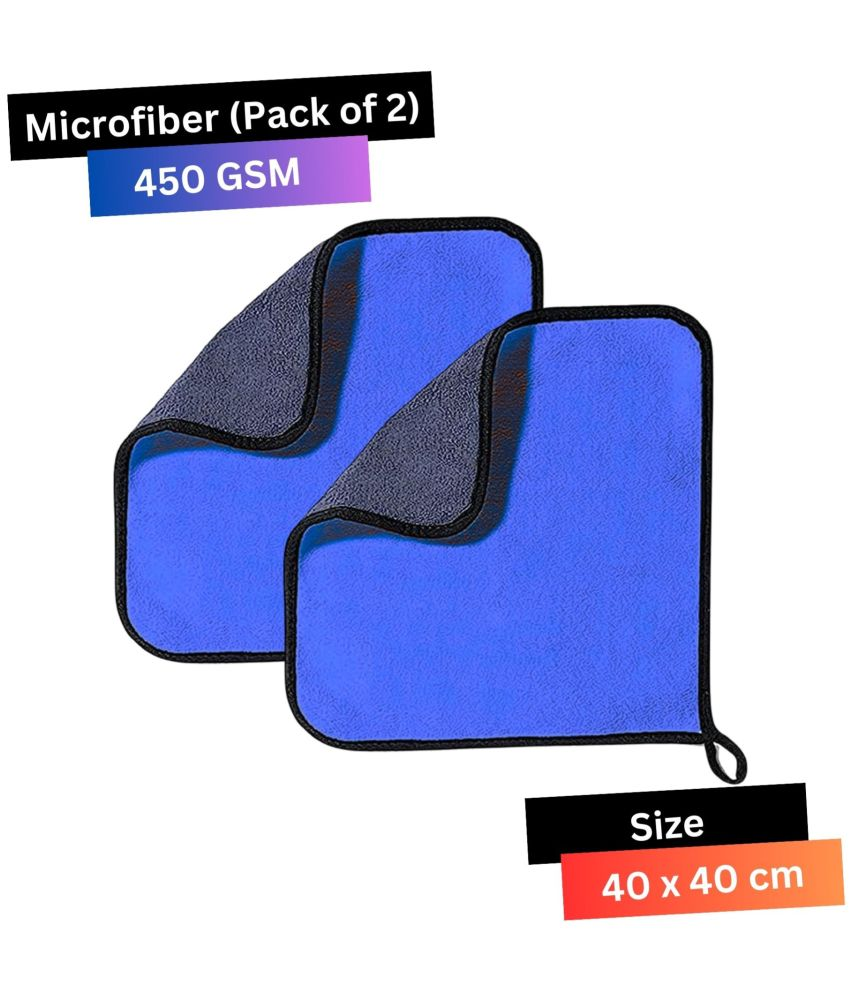     			CRYSATLFRESH Blue 450 GSM Microfiber Cloth For Automobile ( Pack of 2 )