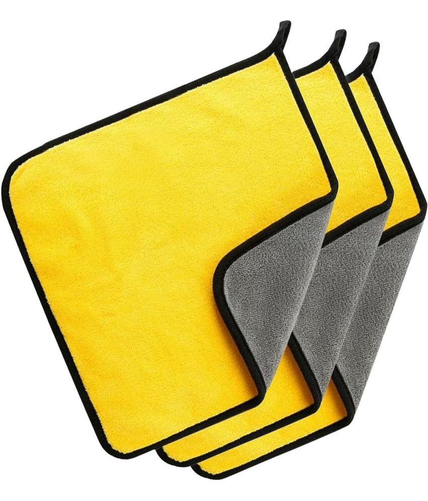     			Caronix Yellow 600 GSM Microfiber Cloth For Automobile ( Pack of 3 )